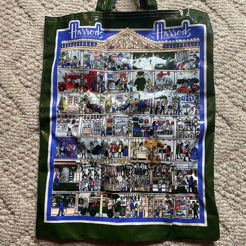 Vintage Harrods vinyl tote bag by Peter Smith